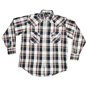 Plains Western Wear Men's Regular Size L Plaid Long Sleeve Snap Shirt